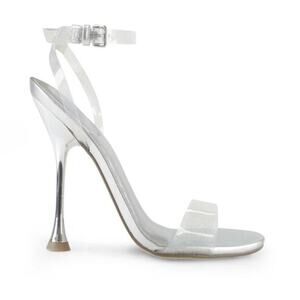 Marc Fisher Calisty Strappy Heeled Sandals Silver SZ 10 NWOB Date Night Holidays